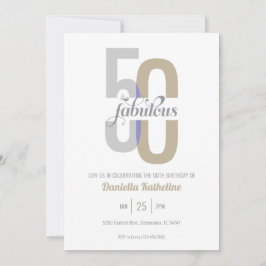 Invitación Elegante 50 y fabuloso cumpleaños moderno