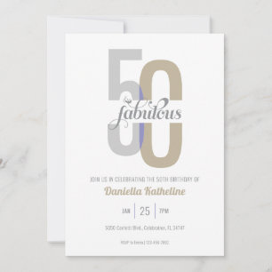 Invitación Elegante 50 y fabuloso cumpleaños moderno