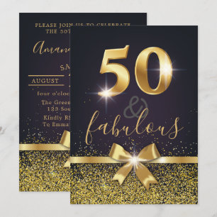 Invitación Elegante 50 y fabuloso Purpurina Gold 50 cumpleaño