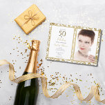 Invitación Elegante 50 y magnífico Fiesta de hojas de oro dec<br><div class="desc">Elegante 50 y Fabuloso Decorativo De Oro Sale Invitación De La Fiesta Del Patrón Swirl</div>