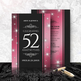 Invitación Elegante 52° Aniversario del Boda de Ruby