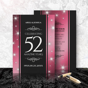 Invitación Elegante 52° Aniversario del Boda de Ruby