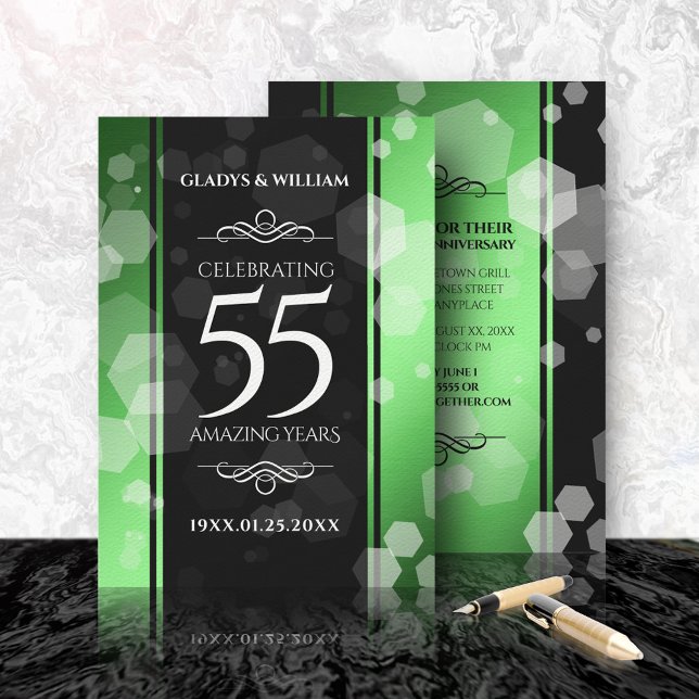 Invitación Elegante 55º aniversario de Boda Esmeralda (Subido por el creador)