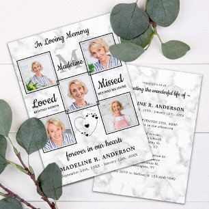 Invitación Elegante 5 Fotos Celebración En Memoria De La Vida