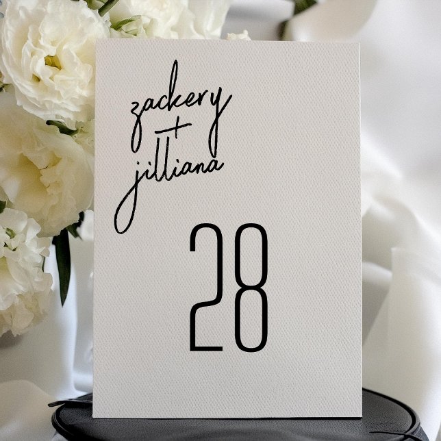 Invitación Elegante 5 x 7 Nombres modernos Número de tabla Bo (Subido por el creador)