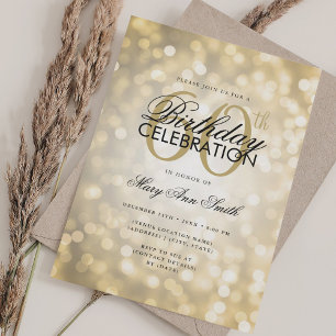 Invitación Elegante 60.º Día Glam Luces Luminosas Luminosas L