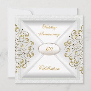 Invitación Elegante 60° Aniversario Boda Oro Blanco