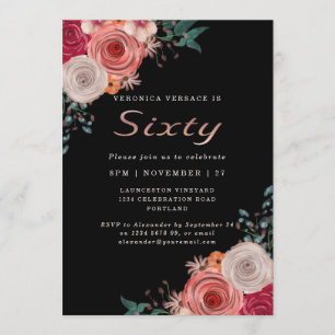 Invitación Elegante 60 años y fabuloso rosa de coral