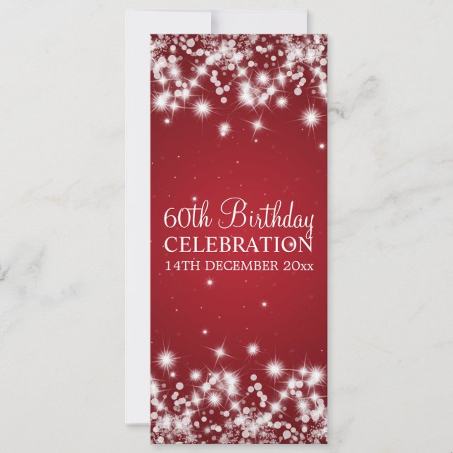 Invitación Elegante 60° cumpleaños fiesta de invierno esparce (Anverso)
