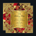 Invitación Elegante 60 cumpleaños fiesta de la seda rubí oro<br><div class="desc">Elegante Fiesta de Cumpleaños 60 de la Seda Ruby Red Gold Diamond Images (Fiesta de Cumpleaños de los Diamantes de Oro Rojo). ¡Puedes cambiar la edad! Personalizar con sus propios detalles.</div>