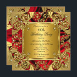 Invitación Elegante 60 cumpleaños fiesta de la seda rubí oro<br><div class="desc">Elegante Fiesta de Cumpleaños 60 de la Seda Ruby Red Gold Diamond Images (Fiesta de Cumpleaños de los Diamantes de Oro Rojo). ¡Puedes cambiar la edad! Personalizar con sus propios detalles.</div>