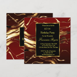 Invitación Elegante 60 cumpleaños fiesta de oro Borgoña Negro