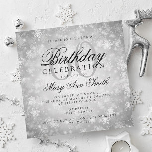 Invitación Elegante 60 cumpleaños Silver Winter Wonderland