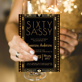 Invitación Elegante 60 y elegante negro dorado Art Deco 60