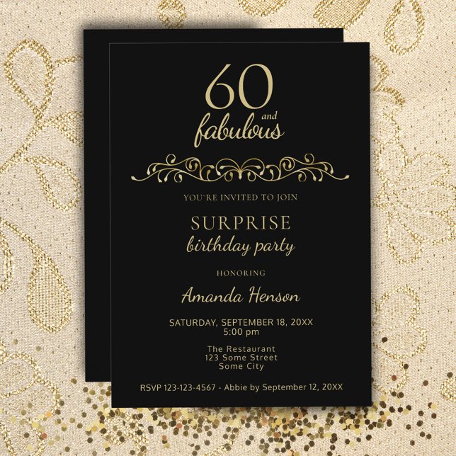 Invitación Elegante 60 y fabuloso cumpleaños 60 (Subido por el creador)