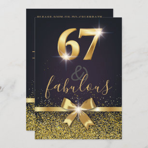 Invitación Elegante 67 y fabuloso Purpurina de oro 67 cumplea