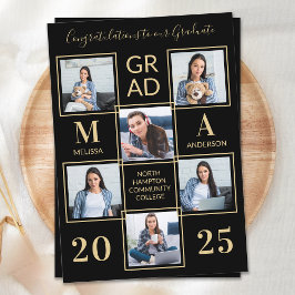 Invitación Elegante 6 foto de graduación personalizada de oro