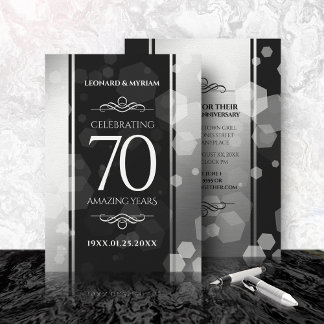 Invitación Elegante 70° Aniversario del Boda Platino