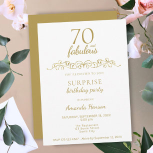 Invitación Elegante 70 y Fabuloso Adorno Cumpleaños 70