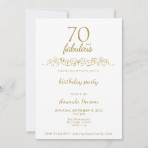 Invitación Elegante 70 y Fabuloso Adorno Cumpleaños 70