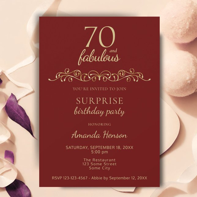 Invitación Elegante 70 y fabuloso cumpleaños 70 (Subido por el creador)