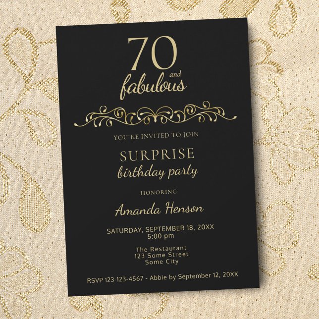 Invitación Elegante 70 y fabuloso cumpleaños 70 (Subido por el creador)