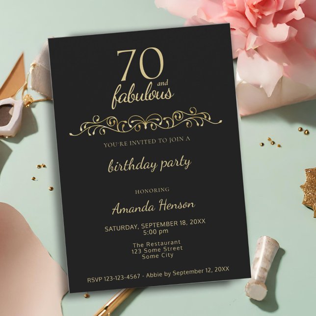 Invitación Elegante 70 y fabuloso cumpleaños 70 (Subido por el creador)