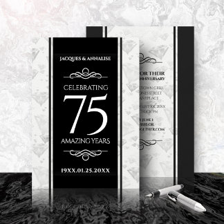 Invitación Elegante 75° Aniversario del Boda del Diamante