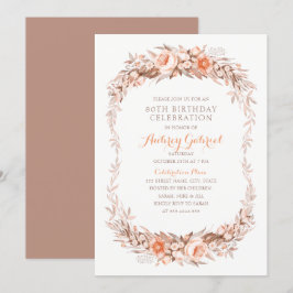 Invitación Elegante 80.ª fiesta de cumpleaños Floral Caída