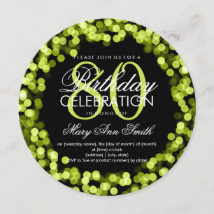 Invitación Elegante 80° cumpleaños iluminando con espuma verd