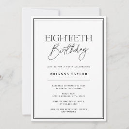 Invitación Elegante 80 cumpleaños negro y blanco