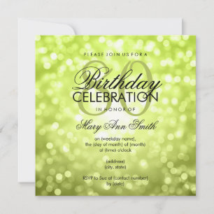 Invitación Elegante 80° partido de cumpleaños luz verde Purpu