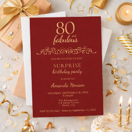 Invitación Elegante 80 y Fabuloso Adorno Cumpleaños 80