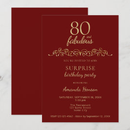 Invitación Elegante 80 y fabuloso cumpleaños 80