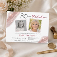 Elegante 80 y Fabuloso Cumpleaños con Foto en Rosa