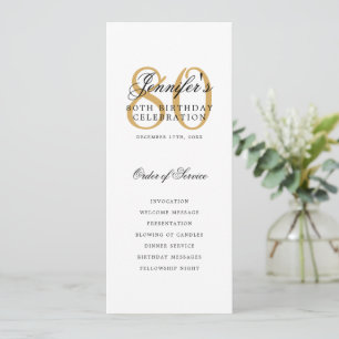 Invitación Elegante 80th Program Gold Menu+Gracias