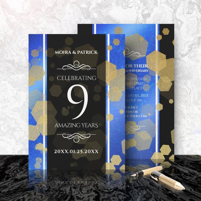 Invitación Elegante 9° Aniversario del Boda Lapis Lazuli (Subido por el creador)