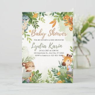 Invitación elegante a baby shower con acuarela azu