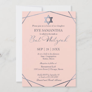 Invitación elegante a Bat Mitzvah con foil geométr