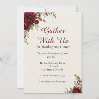 Invitación elegante a la cena de Acción de Gracias