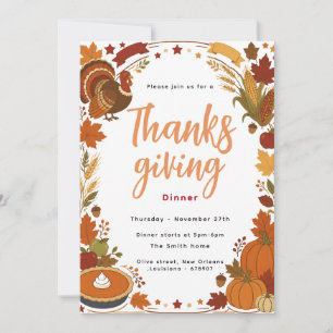 Invitación elegante a la cena de Acción de Gracias