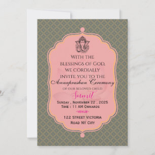 Invitación elegante a la ceremonia india de alimen