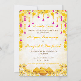Invitación elegante a la ceremonia Maiyan con flor