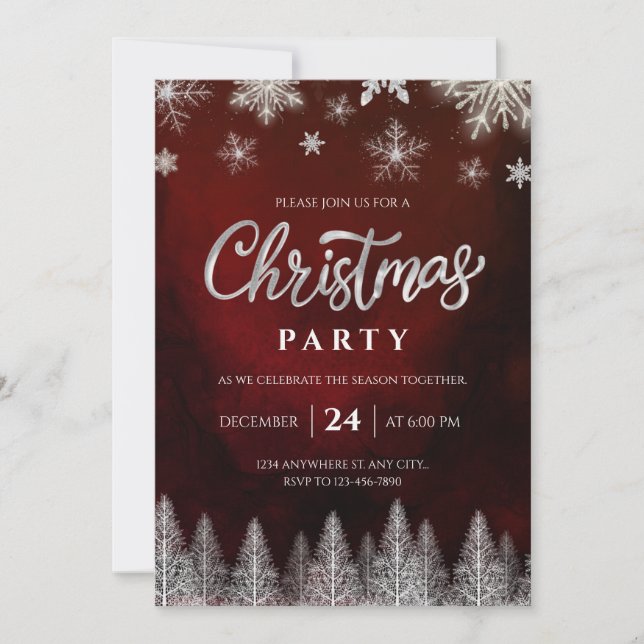 Invitación elegante a la fiesta de Navidad (Anverso)
