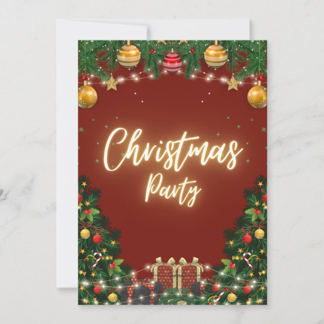 Invitación elegante a la fiesta de Navidad (Anverso)