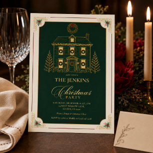 Invitación elegante a la fiesta de Navidad   Verde