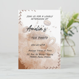 Invitación elegante a la fiesta del té con flores 