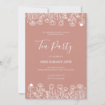 Invitación elegante a la fiesta del té con tono ro