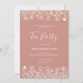 Invitación elegante a la fiesta del té con tono ro