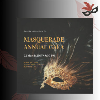 Invitación elegante a la gala de máscara negra y d